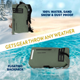 Load image into Gallery viewer, Green Backpack on Water, Snow and Sand