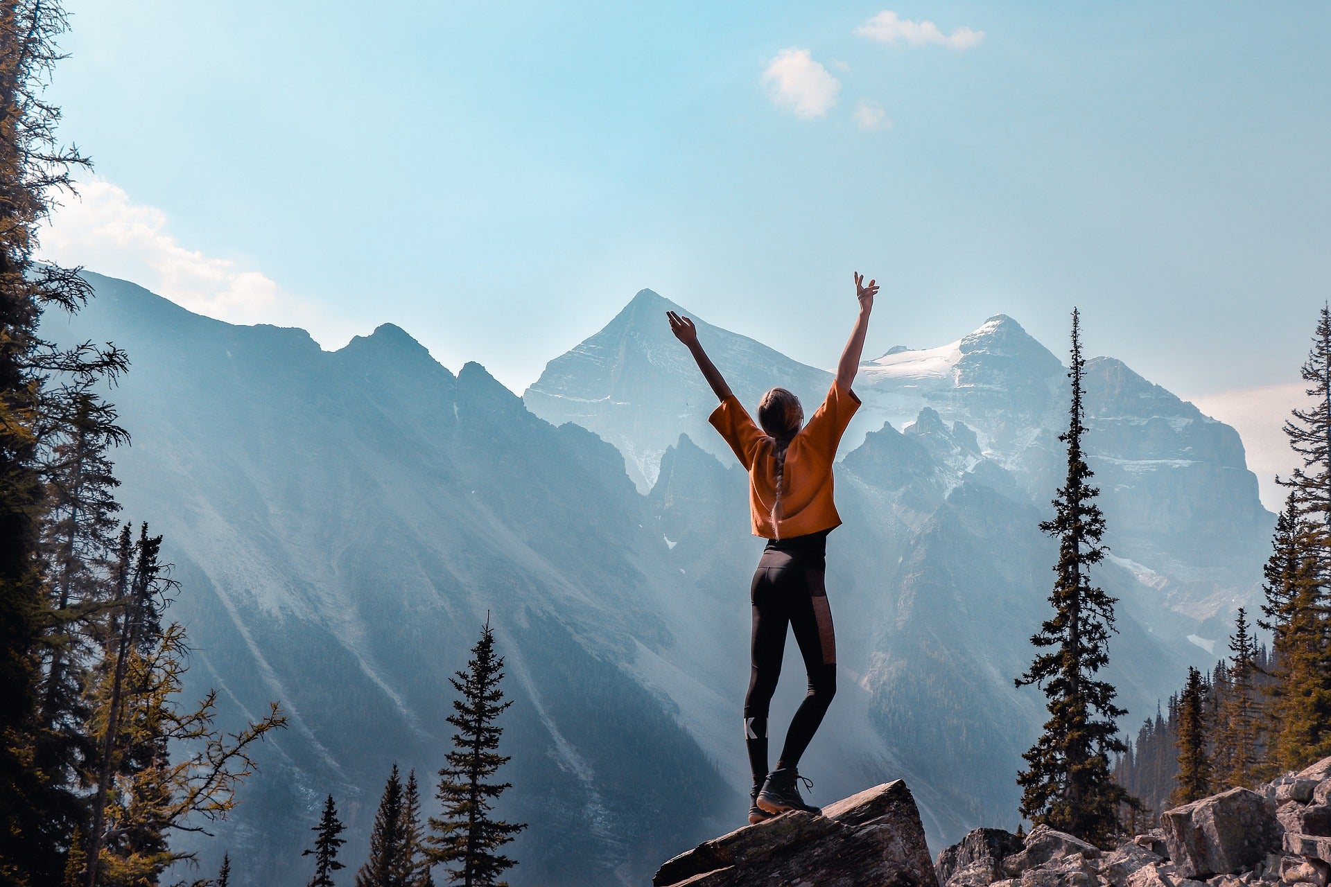 Hiker Exploring Scenic Mountain Trail